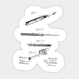 Folding Knife Vintage Patent Hand Drawing Sticker